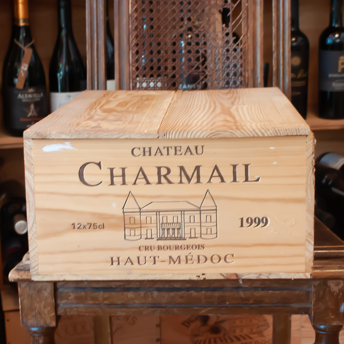 Original wine wooden case for 12 bottles from Château Charmail 1999