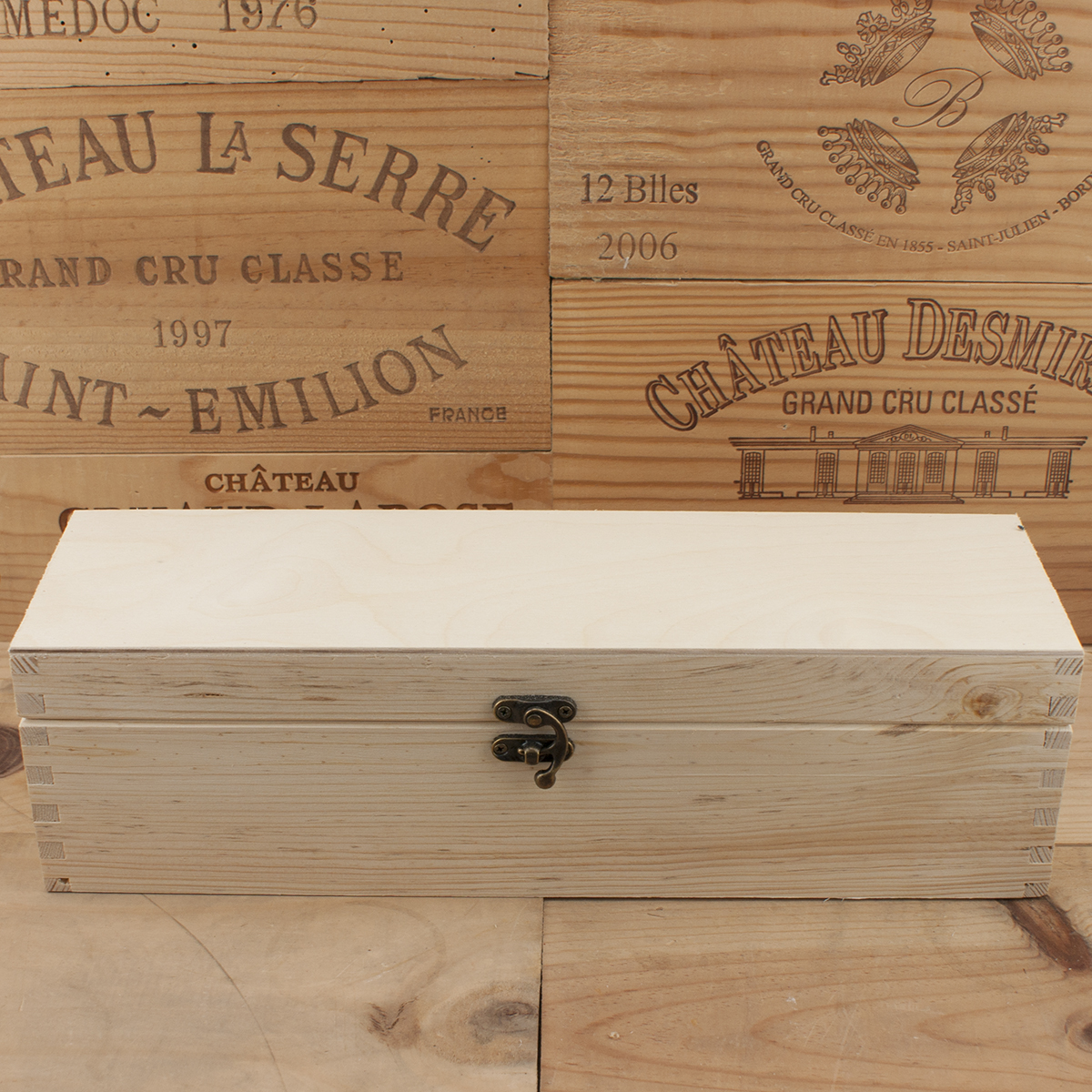 One bottle wooden box natural