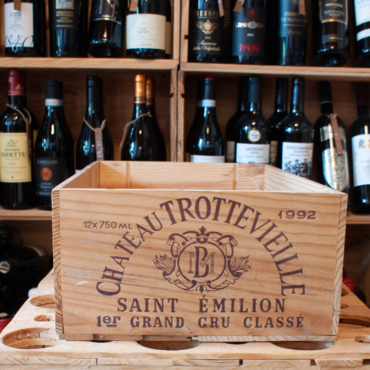 Original wine wooden case for 12 bottles from Château Trotteveille 1992
